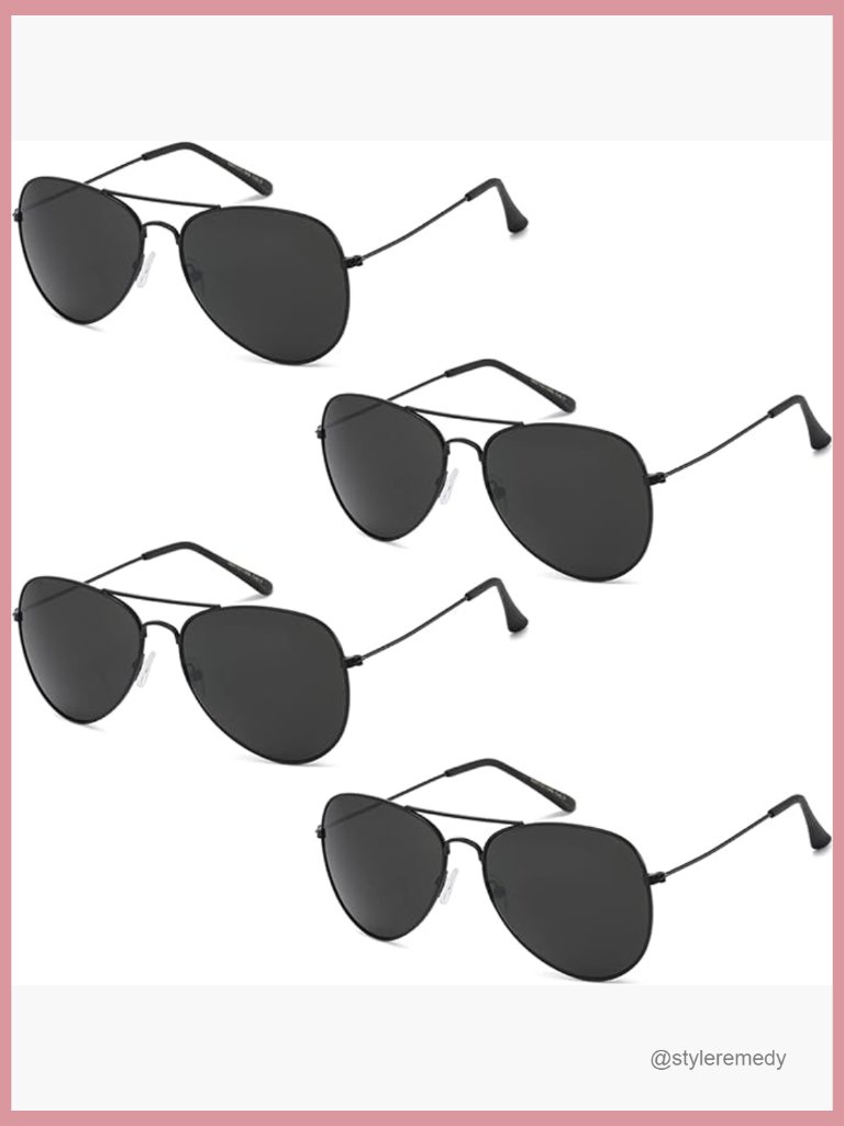 Metal Frame Aviator Sunglasses With Uv Protection, Pack Of 4
